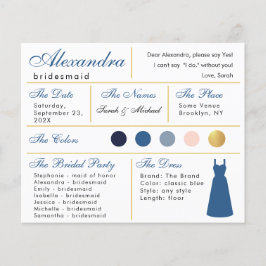 Tarjeta Informativa para Damas de Honor de Azul Cl