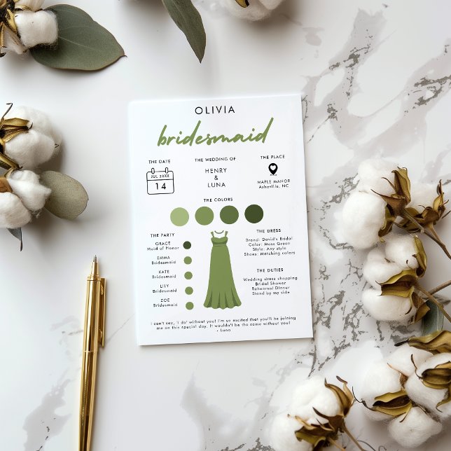 Tarjeta Informativa para Damas de Honor de Boda Mo (Subido por el creador)
