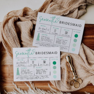 Tarjeta Informativa para Damas de Honor Verde Ment
