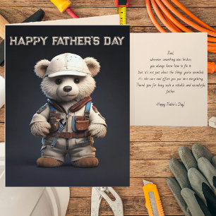 Tarjeta Ingeniero educado Teddy Bear Handy Dad Day