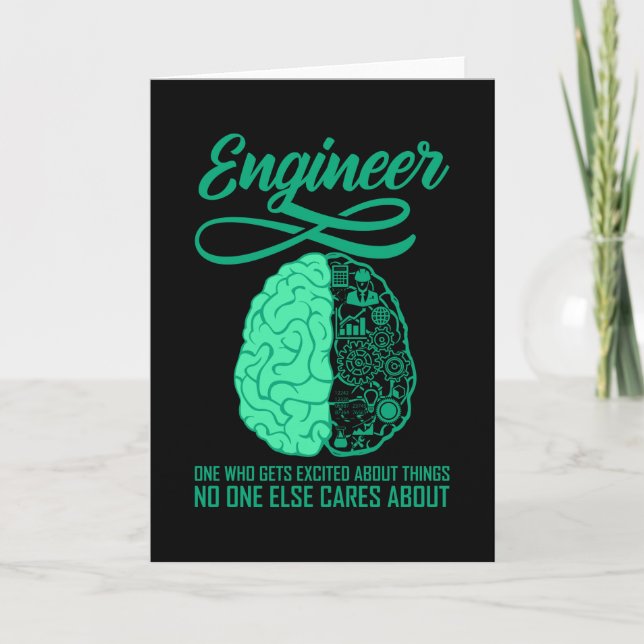 Tarjeta Ingeniero gracioso cita a ingeniería diciendo (Anverso)