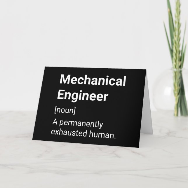Tarjeta Ingeniero Mecánico Divertido Humor Definición (Anverso)