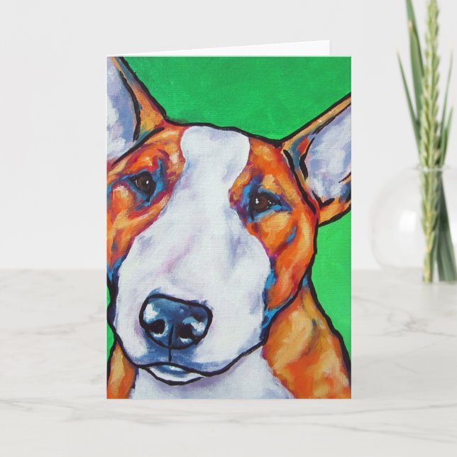 Tarjeta Inglés rojo/blanco bull terrier (Anverso)