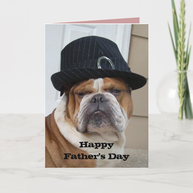 Tarjeta inglesa del día de padre del bulldog (Anverso)