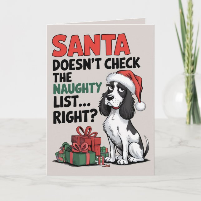 Tarjeta inglesa Springer Spaniel Funny Dog Navidad (Anverso)