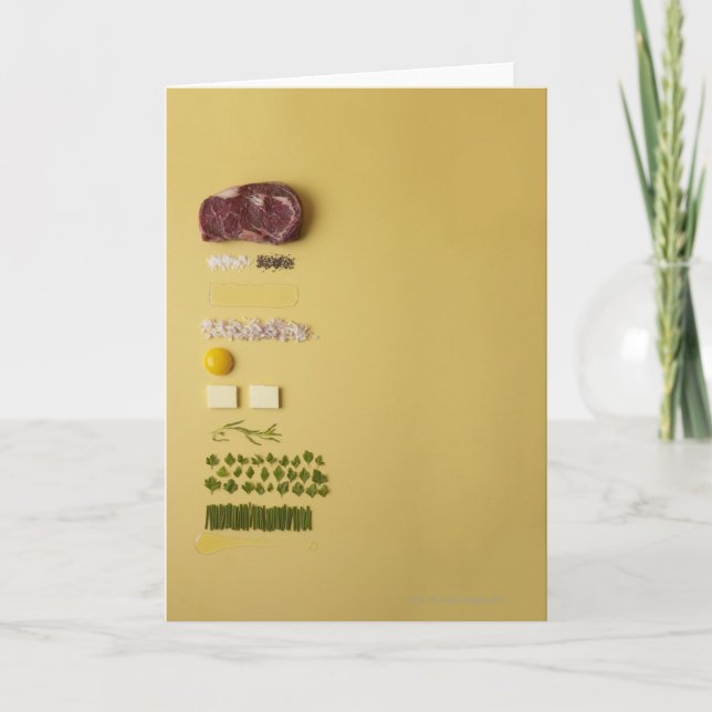 Tarjeta Ingredientes para tartare de filete en amarillo (Anverso)