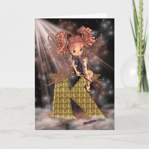 Tarjeta inicial de cumpleaños K, pequeño hada lind