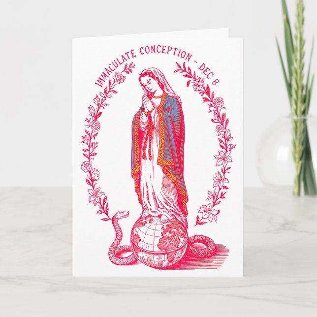 Tarjeta Inmaculada Concepción 8 de dic Virgen María Católi (Anverso)