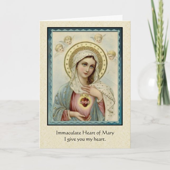 Tarjeta Inmaculado corazón de María Bendecida Virgen María (Anverso)