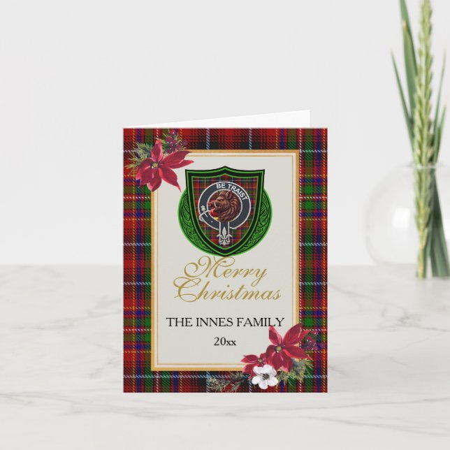Tarjeta Innes Scottish Clan Tartan & Crest (Anverso)
