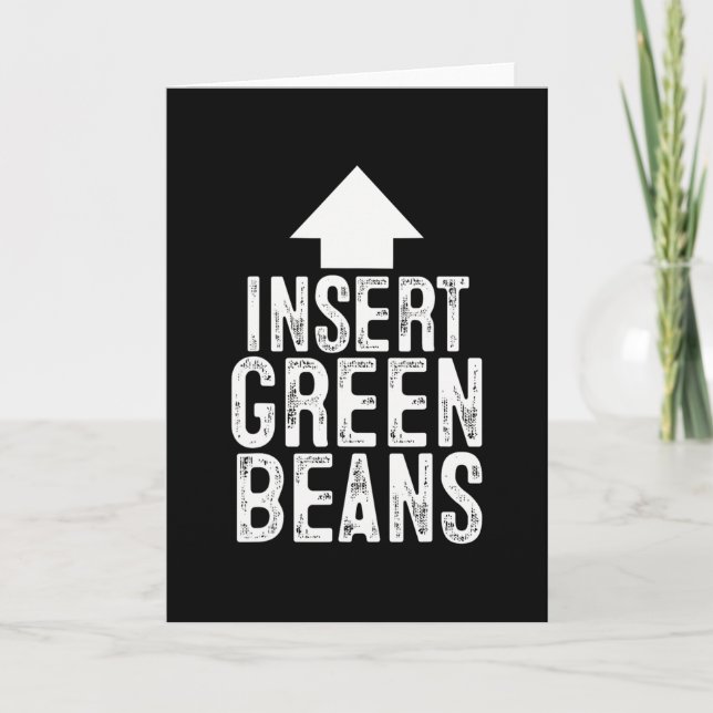 Tarjeta Insert Green Beans Funny Pointing Arrow To Mouth H (Anverso)