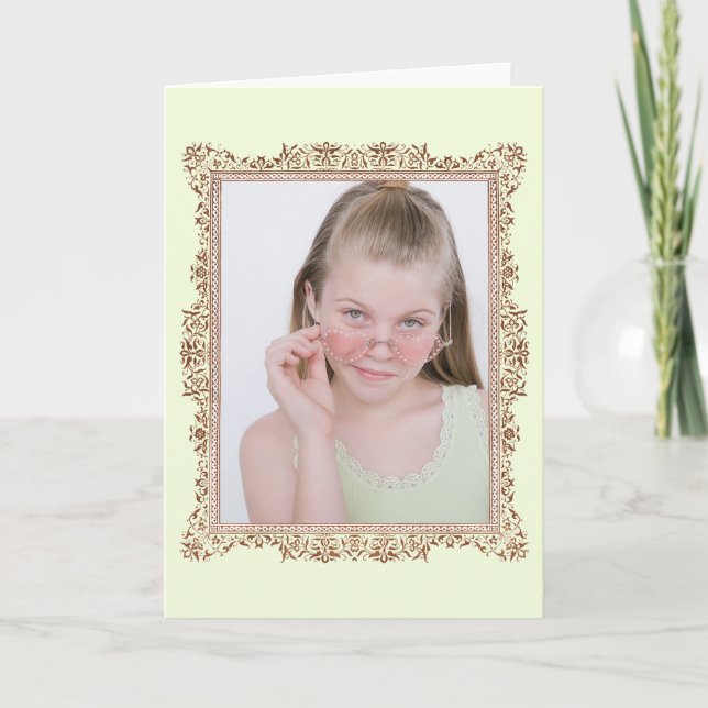 Tarjeta Insertar marco rosa antiguo de foto familiar (Anverso)