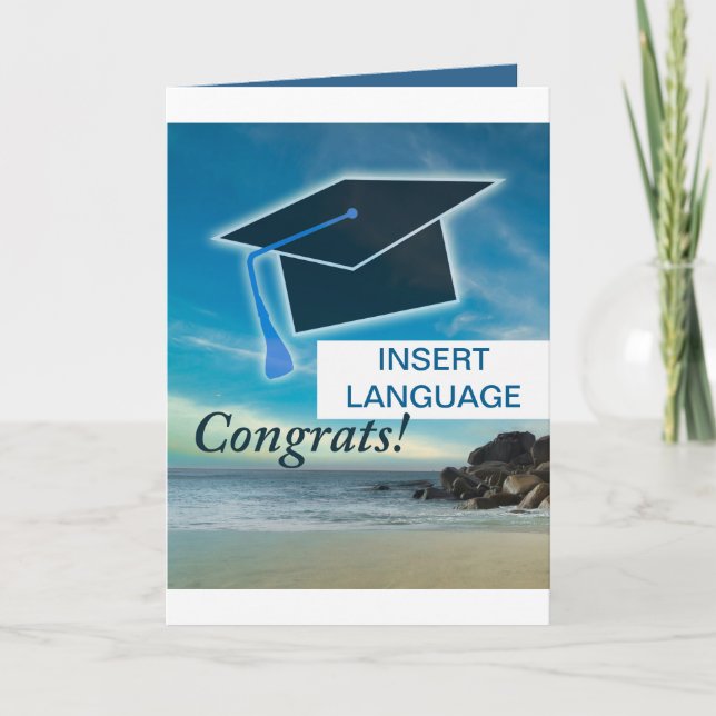 Tarjeta Insertar su idioma para el saludo de deseo de grad (Anverso)