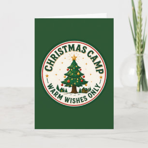 Tarjeta Insignia de árbol de Navidad de acampada vintage c