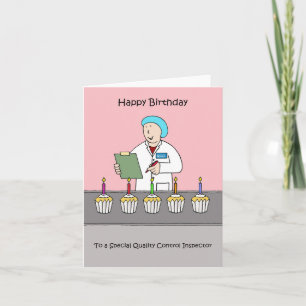 Tarjeta Inspector de control de calidad de cumpleaños feli