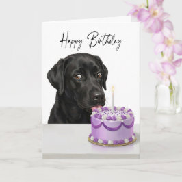 Tarjeta Inspector de pastel de cumpleaños de Labrador negr