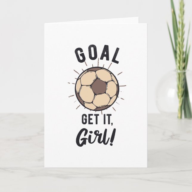 Tarjeta Inspiración de Chicas de fútbol diciendo gol (Anverso)