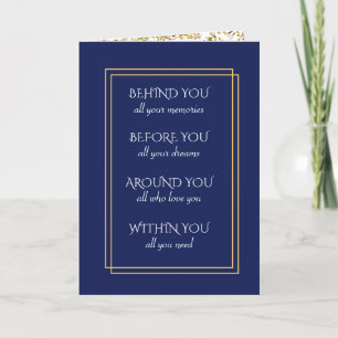 Tarjeta Inspiración de graduación azul marino y dorado