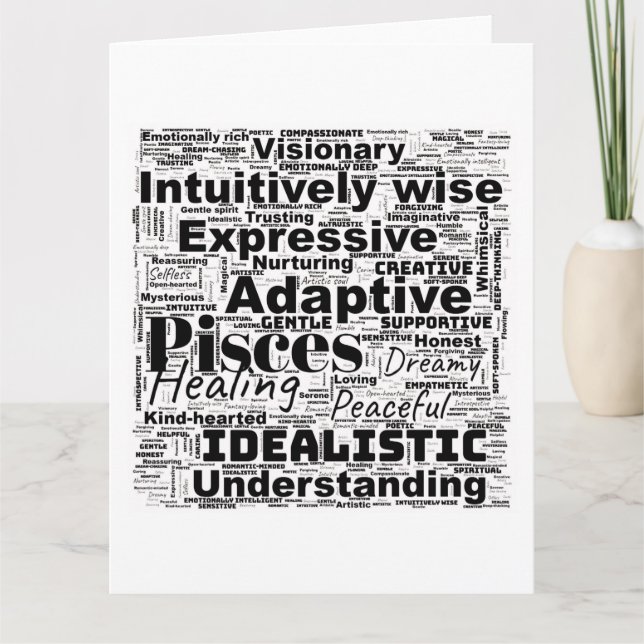 Tarjeta Inspiración de zodiac de Word Pisces (Anverso)