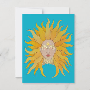 Tarjeta inspirada en el oro amarillo turquesa Boho