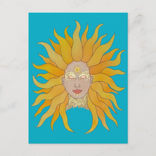 Tarjeta inspirada en el oro amarillo turquesa Boho (Anverso)
