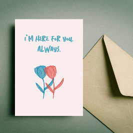 Tarjeta Inspirado en mosaico de tulipanes azules y rosados