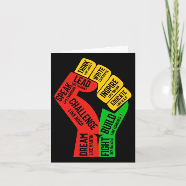 Tarjeta Inspirador Black Leaders Power Fist Hand Black His (Anverso)