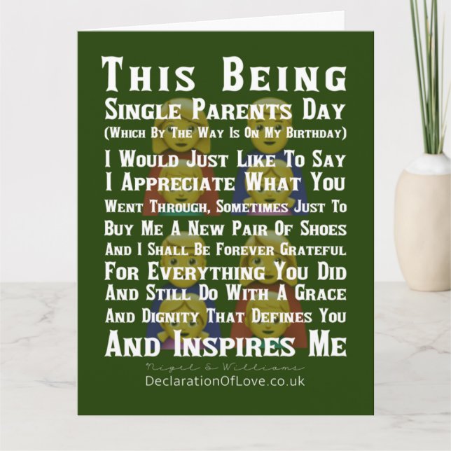 Tarjeta Inspirador padre único (Anverso)