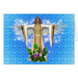 Tarjeta Inspiradora Ángel Y Flores