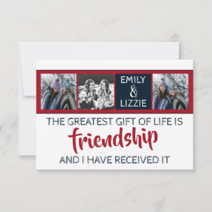 Tarjeta inspiradora de amistad con nombres y fotos