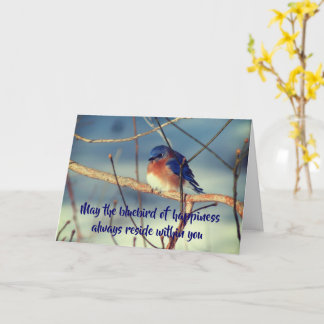 Tarjeta Inspiradora De Pájaro Azul De Felicidad