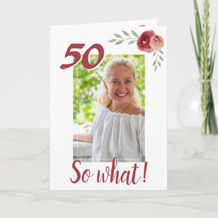 Tarjeta Inspiradora foto floral de cumpleaños número 50
