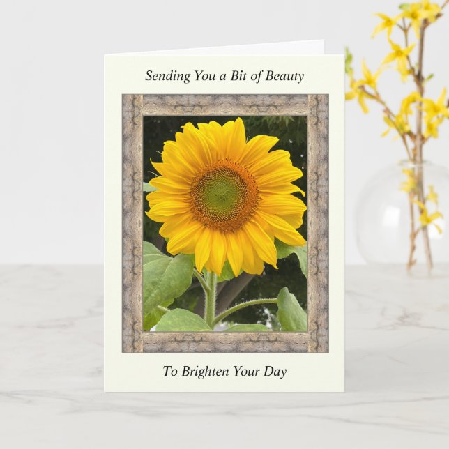 Tarjeta Inspiradora mejor carta con girasol amarillo (flor amarilla)