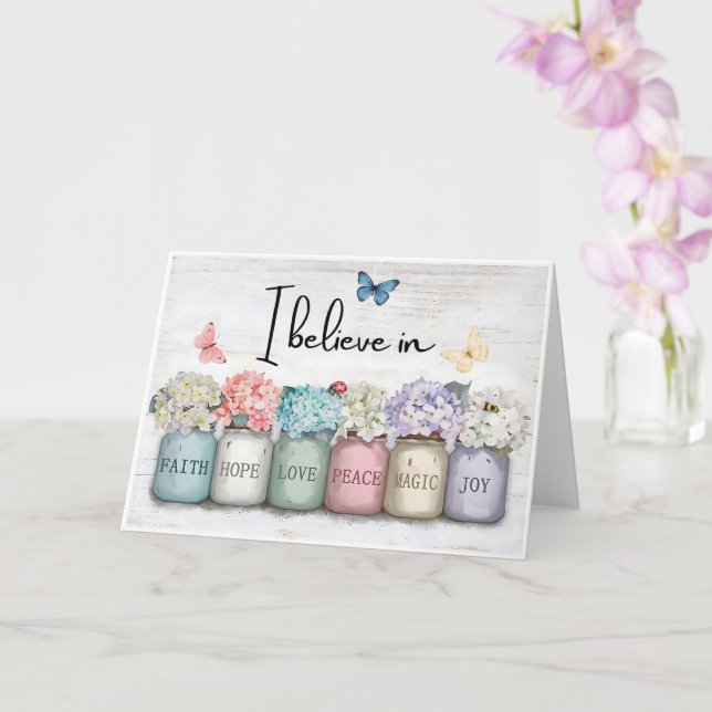 Tarjeta Inspiration “I Believe In” Faith Hope Love Floral (Orquídea)
