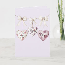 Tarjeta Inspirational Floral Love Hope Joy Hearts Bow