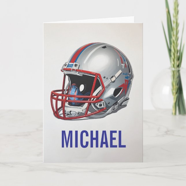 Tarjeta Inspirational Motivational Football Helmet Name (Anverso)