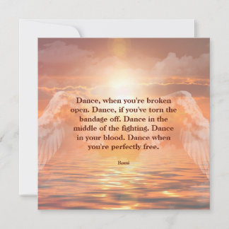 Tarjeta Inspirational Motivational Rumi Quote Angel Wings