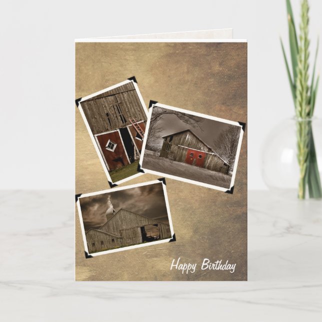 Tarjeta Instantáneas del antiguo granero sobre la textura (Anverso)