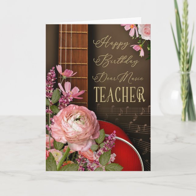 Tarjeta Instructor de Guitarra Feliz Cumpleaños (Anverso)