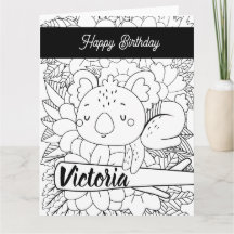 Instructor de Yoga Koala Cumpleaños Floral Colorea