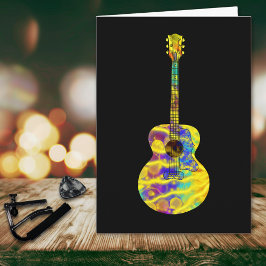 Tarjeta Instrumento Musical Guitarra Acústica Arte Psicodé