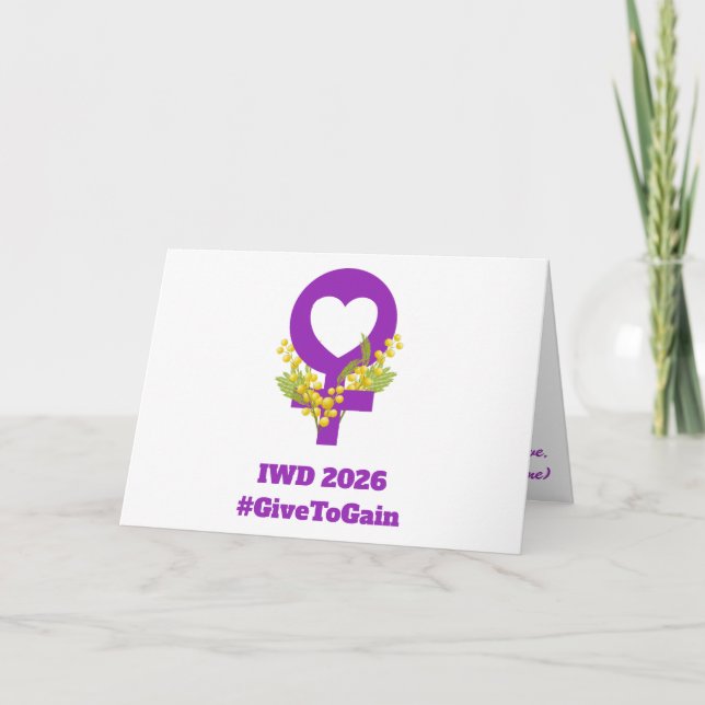 Tarjeta International Women's Day 2026 IWD Give To Gain (Anverso)