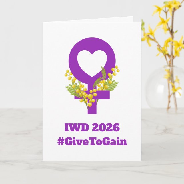 Tarjeta International Women's Day 2026 IWD Give To Gain (flor amarilla)