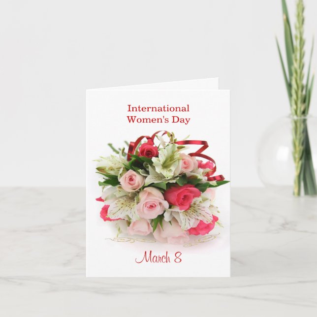 Tarjeta International Women's Day roses and lilies Card (Anverso)