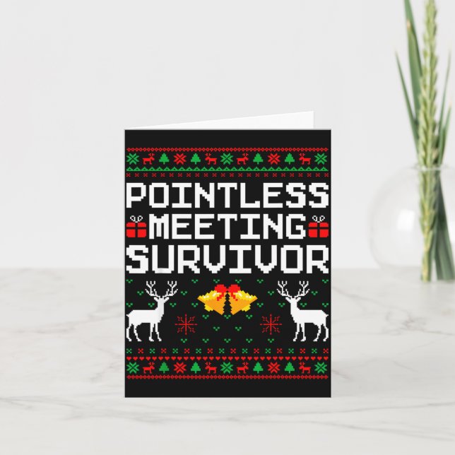 Tarjeta Intless Meeting Survivor Ugly Christmas Sweater Of (Anverso)