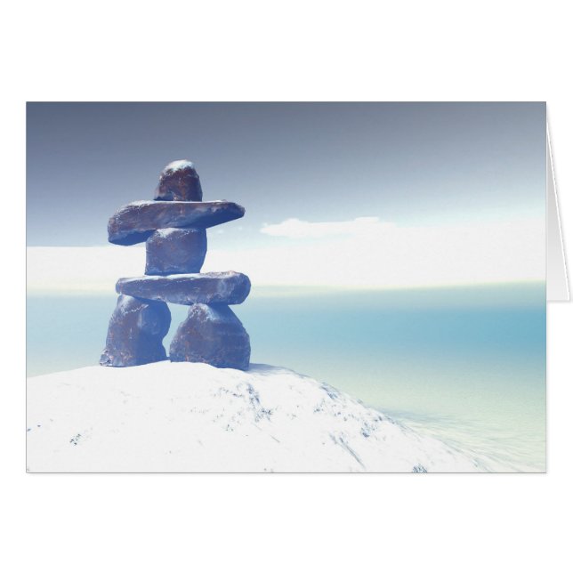 Tarjeta inukshuk de invierno (Anverso (Horizontal))