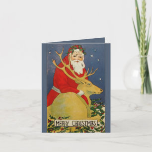 Tarjeta inusual deco santa deer Navidades