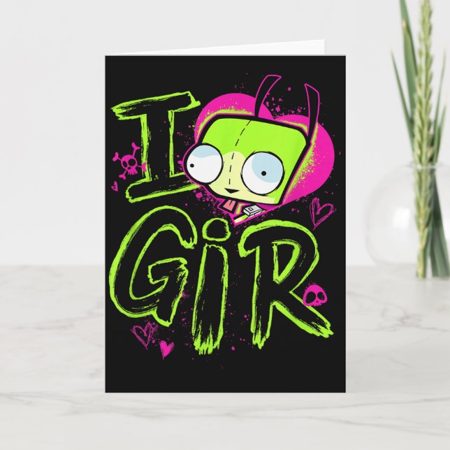 Tarjeta Invader Zim Día de San Valentín Amo a Gir  (Anverso)