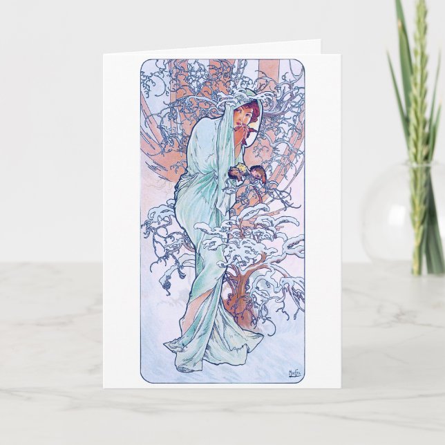 Tarjeta Invierno (Cuatro Estaciones), Alphonse Mucha (Anverso)