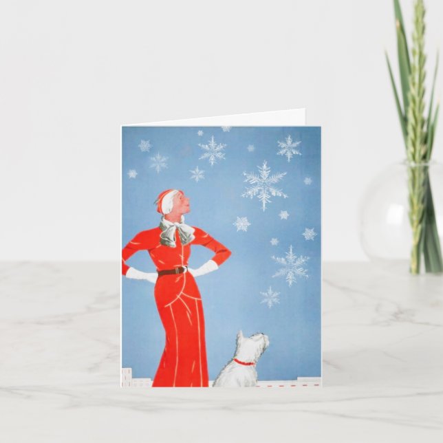 Tarjeta Invierno de las mujeres y Navidades de perros west (Anverso)